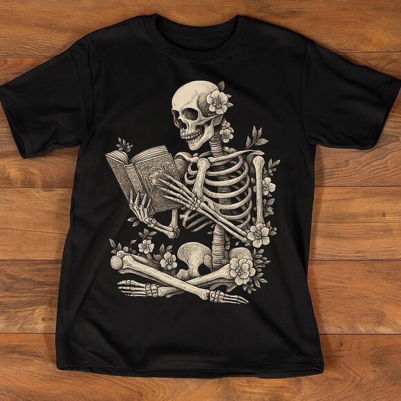 Other - Halloween Skeleton Read Book Flowers Shirt